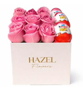 pembe gül, kutuda gül, ayıcıklı gül, kinder joy