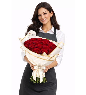 19 adet gül, premium kırmızı gül buketi, taze çiçek siparişi