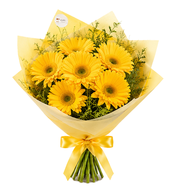 sarı gerbera, sarı gerbera siparişi, taze gerbera buketi, 