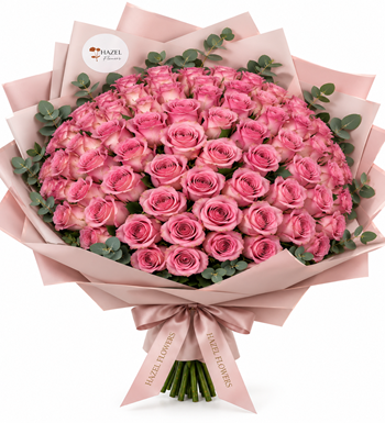 101 pembe gül, 101 gül buketi, pembe gül buketi, 