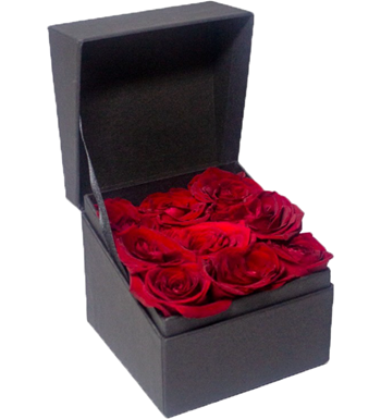 kutuda kırmızı gül, kare kutu çiçek, siyah kutu aranjman, 