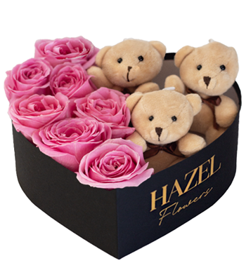 pembe gül, kutuda gül, kalp kutu, istanbul çiçek teslimatı