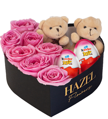 kutuda gül, pembe gül, kinder joy, özel hediye