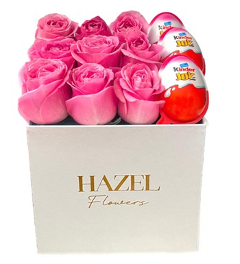 pembe gül, kutuda gül, ayıcıklı gül, kinder joy
