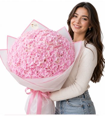 pembe ortanca buketi, ortanca buketi, premium ortanca, 