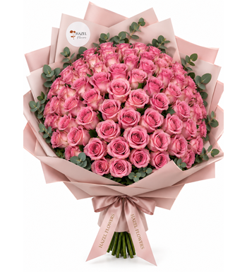 101 pembe gül, 101 gül buketi, pembe gül buketi, 