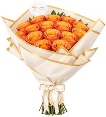 19 adet turuncu gül, turuncu gül buketi, canlı çiçek sipariş