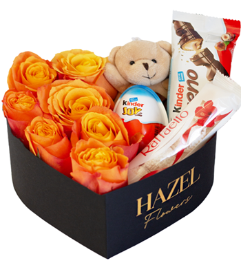 istanbul çiçek teslimatı, kutuda gül, kalp kutu,  kinder